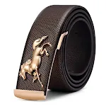 Men's Plate Belt Leather High-end 3D Golden Horse Smooth Inner Buckle Premium Craftsmanship for Sophisticated Style and — photo 4