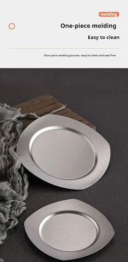 Title 10, Golden Stainless Steel Japanese Western Food Pl...