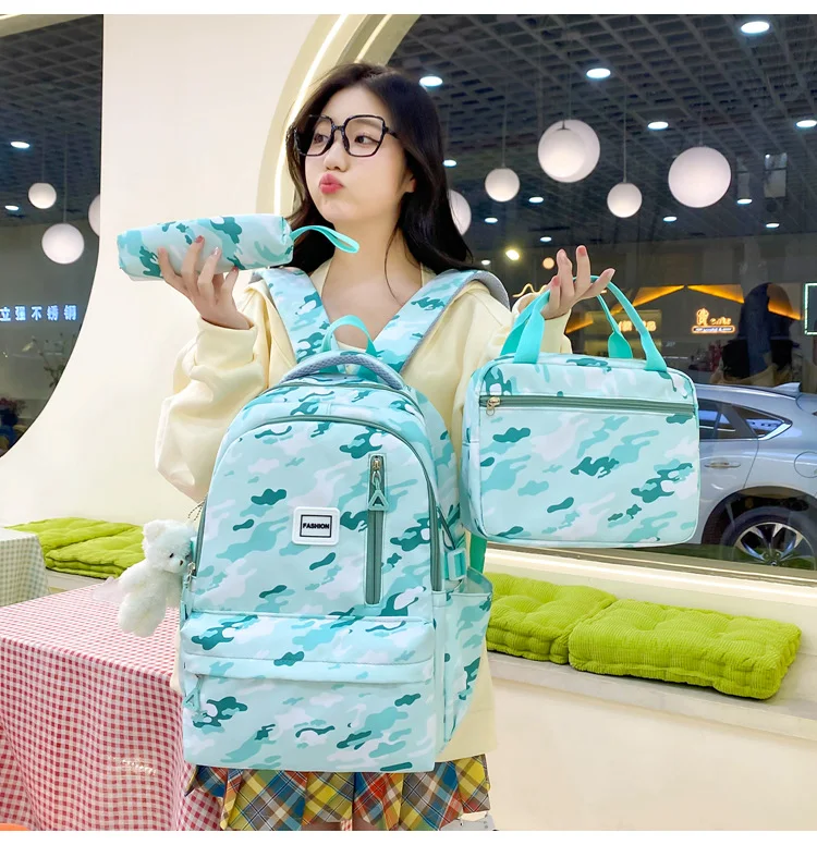 Title 5, Girls Large-capacity Backpack Three-piece Doub...