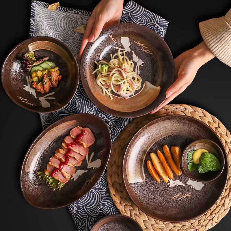 Moon Rabbit Ceramic Tableware Set Japanese Style Underglaze. Elevate your dining with this elegant and unique tableware — photo 4