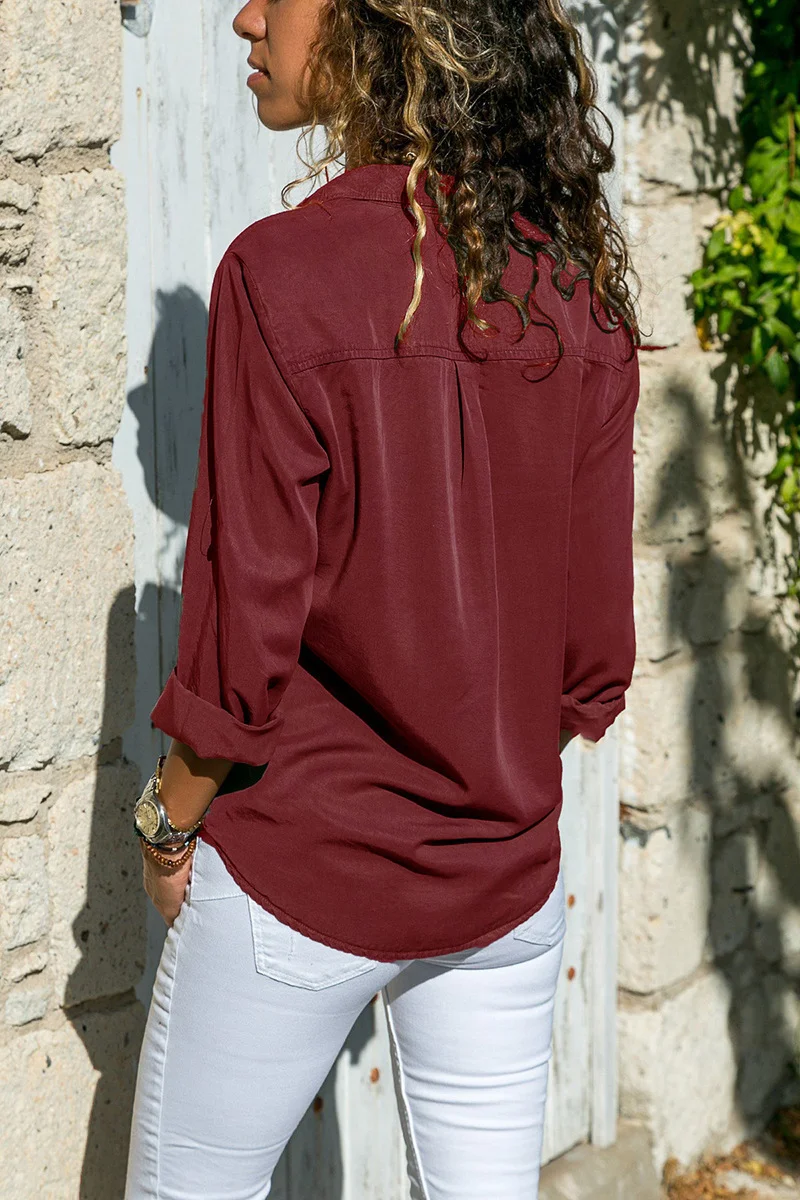 Title 7, Womens Shirt Lapel Long Sleeve