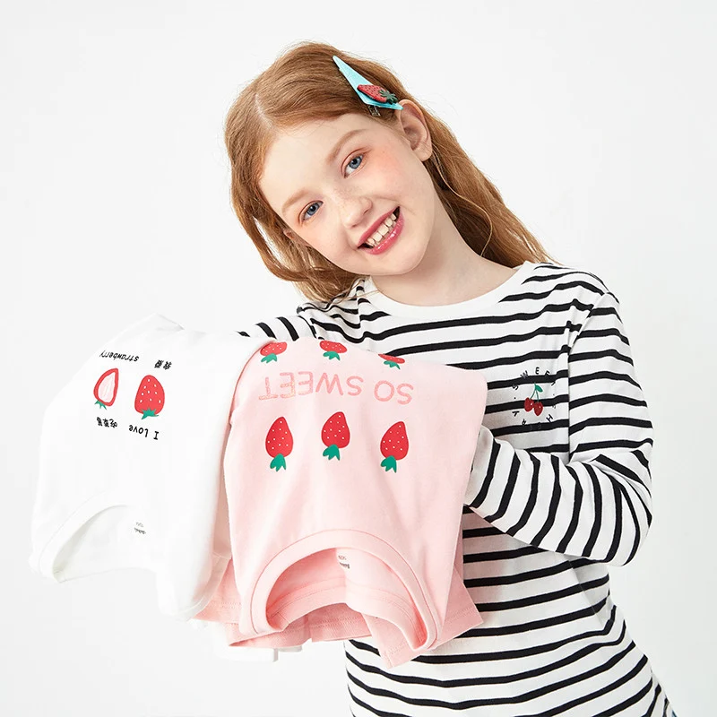 Camiseta de manga longa infantil para meninas grandes Doce camisa de algodão para baixo Roupa infantil ideal para conforto, estilo e diversas combinações — foto 3