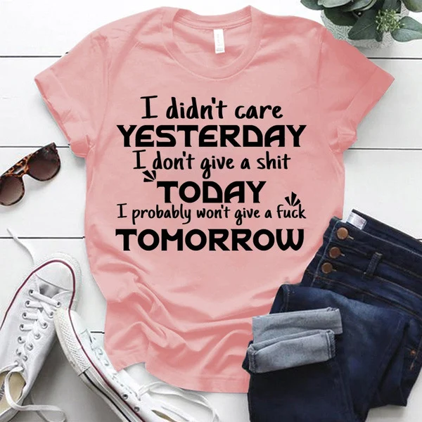 T-shirt da donna a maniche corte stampata con motivo a lettere divertenti — foto 6