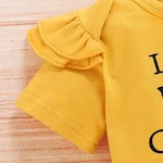Conjunto de 3 peças para bebê Jaqueta com letras de manga curta Shorts de girassol Roupa infantil fofa e confortável para dias ensolarados — foto 8