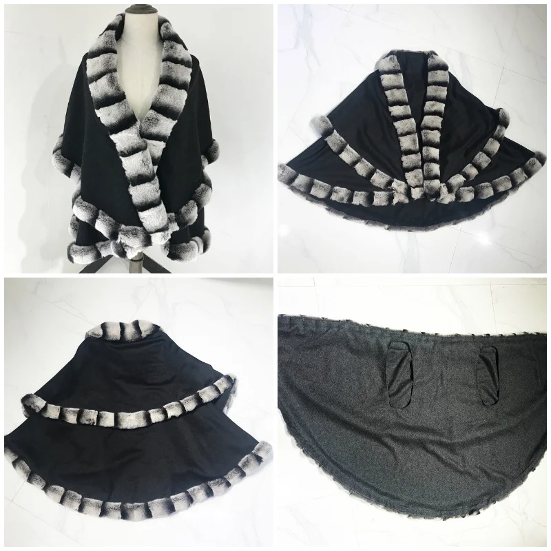Title 1, Shawl cloak fox fur stitching cashmere coat, a ...