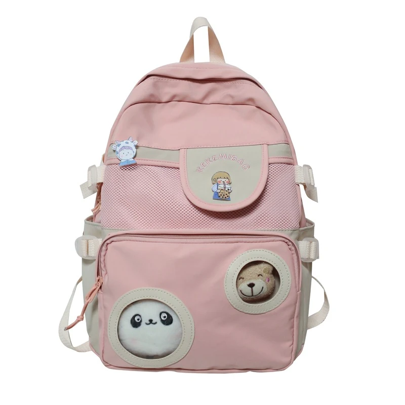 Mochila Preta Teenager Estudantes Coreanas Escola Harajuku Feminina, Perfeita para a Escola. Design estiloso e funcional para o dia a dia — foto 3