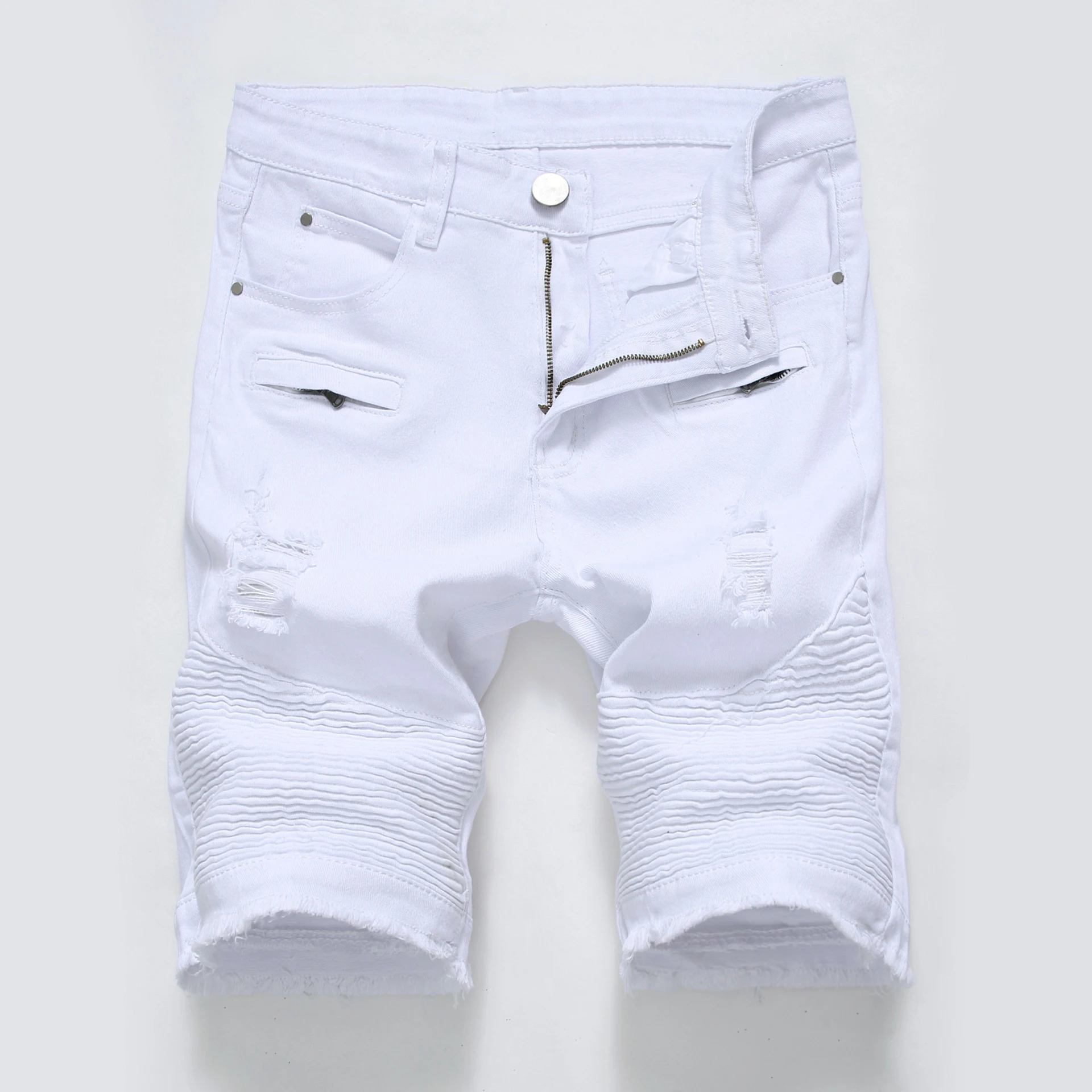 Title 5, Rits stretch slanke casual denim shorts