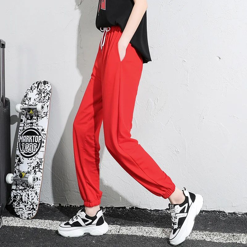 Title 2, Leggings de seda gelada drapeadas femininas Cal...