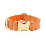 Orange Leather Dog Collar