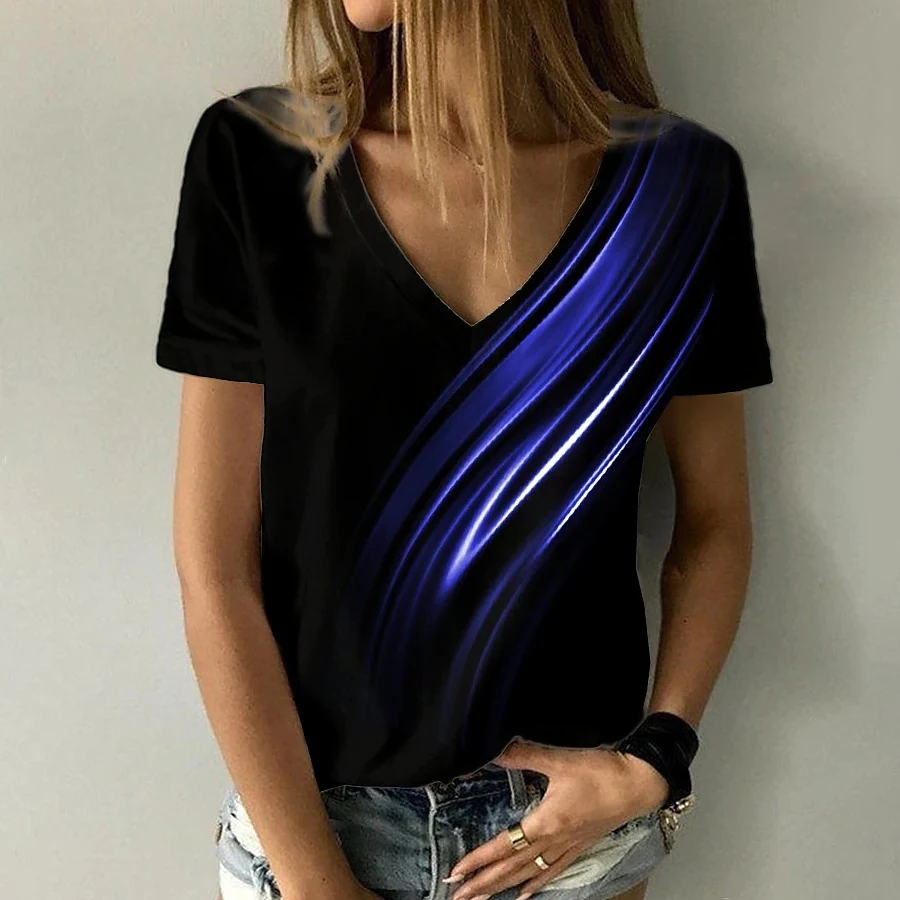 Title 5, Womens Abstract Painting V-neck T-shirt, a com...
