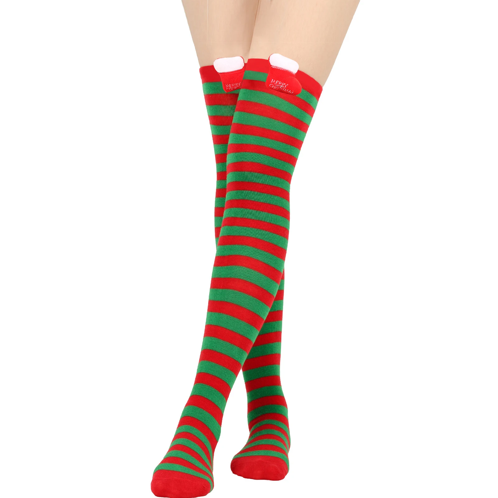 Kerstpop over-de-knie kousen, ideaal om je poppen feestelijk te versieren. Voeg een vleugje kerstsfeer toe aan je poppen. Vrolijk kerstfeest! — foto 28