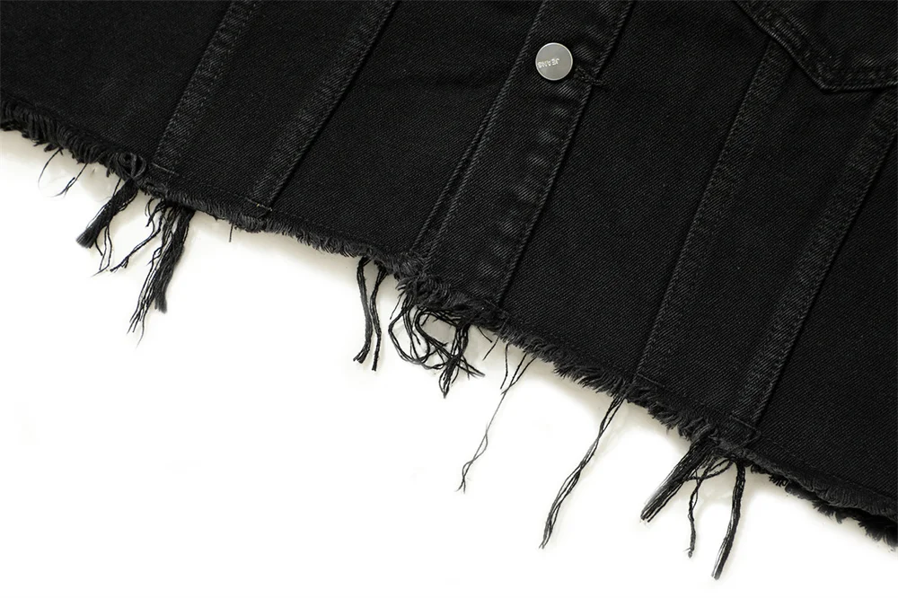 Title 7, Colete jeans masculino curto, sem mangas, com b...