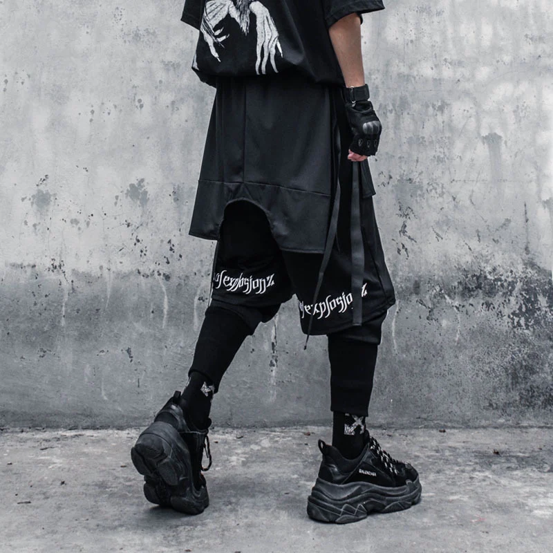 Men's Dark Style Embroidered Jogger Pants, Loose Culotte, Ankle Length, European and American Streetwear Fashion, Comfor — photo 7