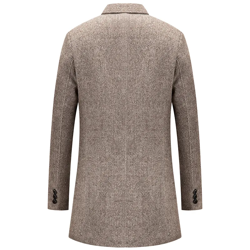 Casaco de lã xadrez masculino Moda Outono Inverno Elegante e Quente Jaqueta Estilo Clássico Casaco Casual Roupa Externa Confortável — foto 2