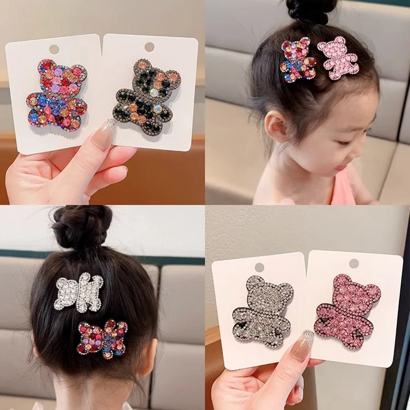 Prendedor de cabelo doce com franja de menina e urso, acessório adorável para penteados infantis, fixação segura, design fofo e charmoso. — foto 3