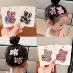 Prendedor de cabelo doce com franja de menina e urso, acessório adorável para penteados infantis, fixação segura, design fofo e charmoso. — foto 3