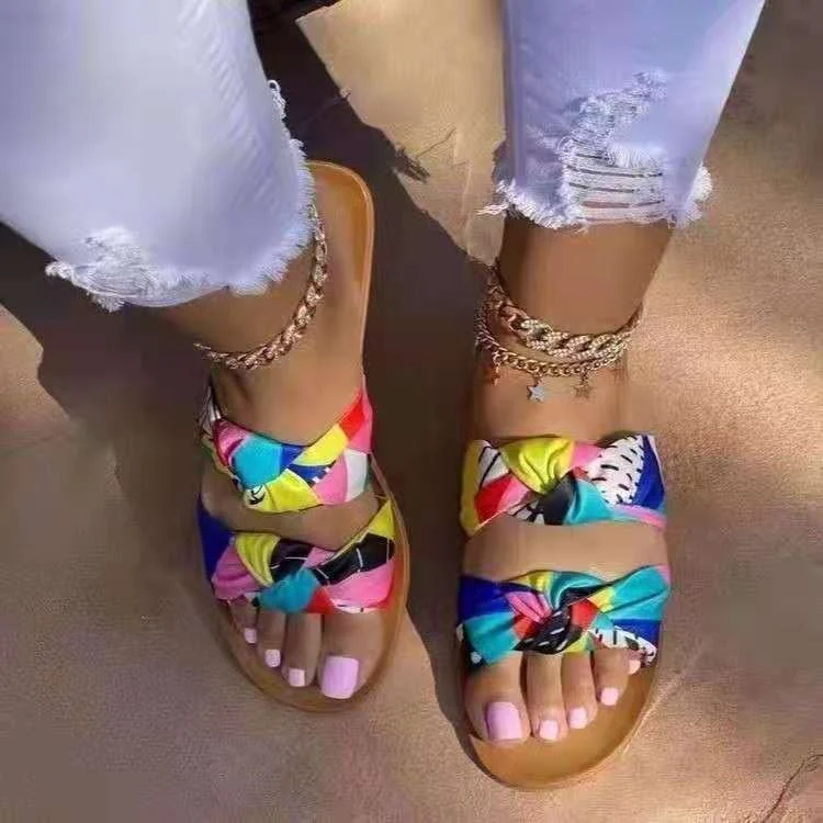 Title 2, Womens Bowknot Toe Flat Sandals and Slippers C...