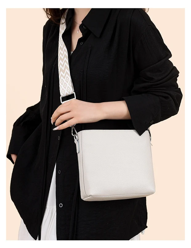 Bolsa crossbody de ombro único, lisa, de banda larga, simples e sofisticada, estilo bucket, perfeita para um visual moderno e prático. — foto 23