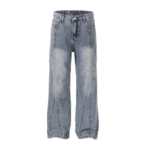 Title 2, Gewassen helder witte losse jeans heren. Comfor...