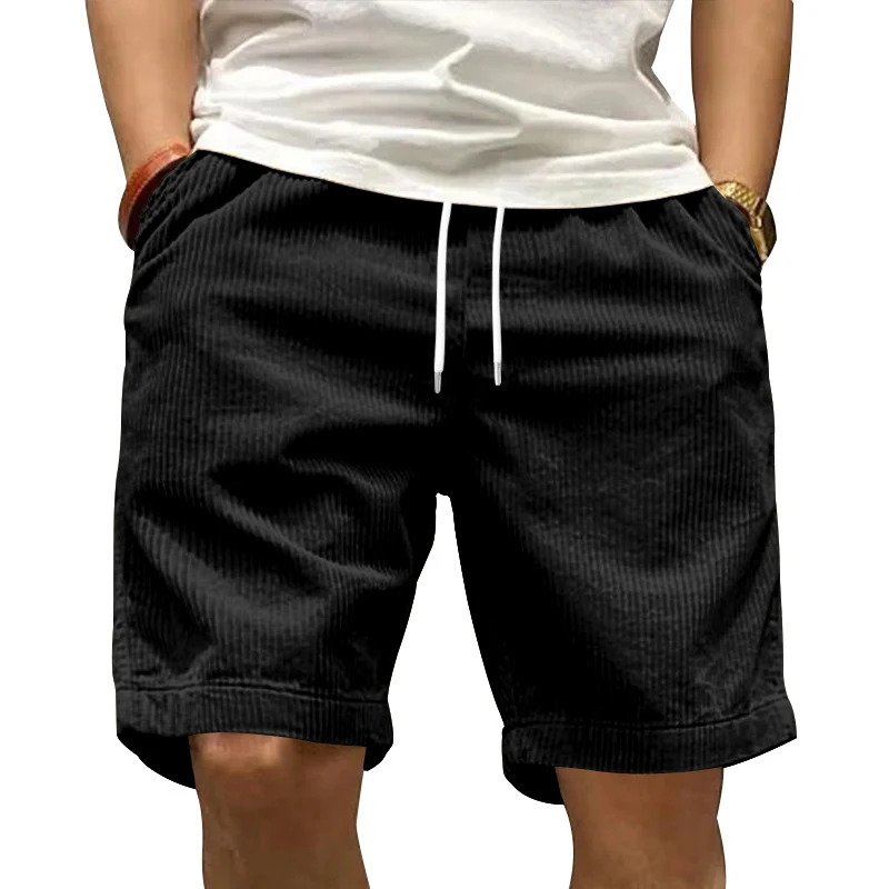 Title 7, Shorts masculinos casuais de verão em veludo co...