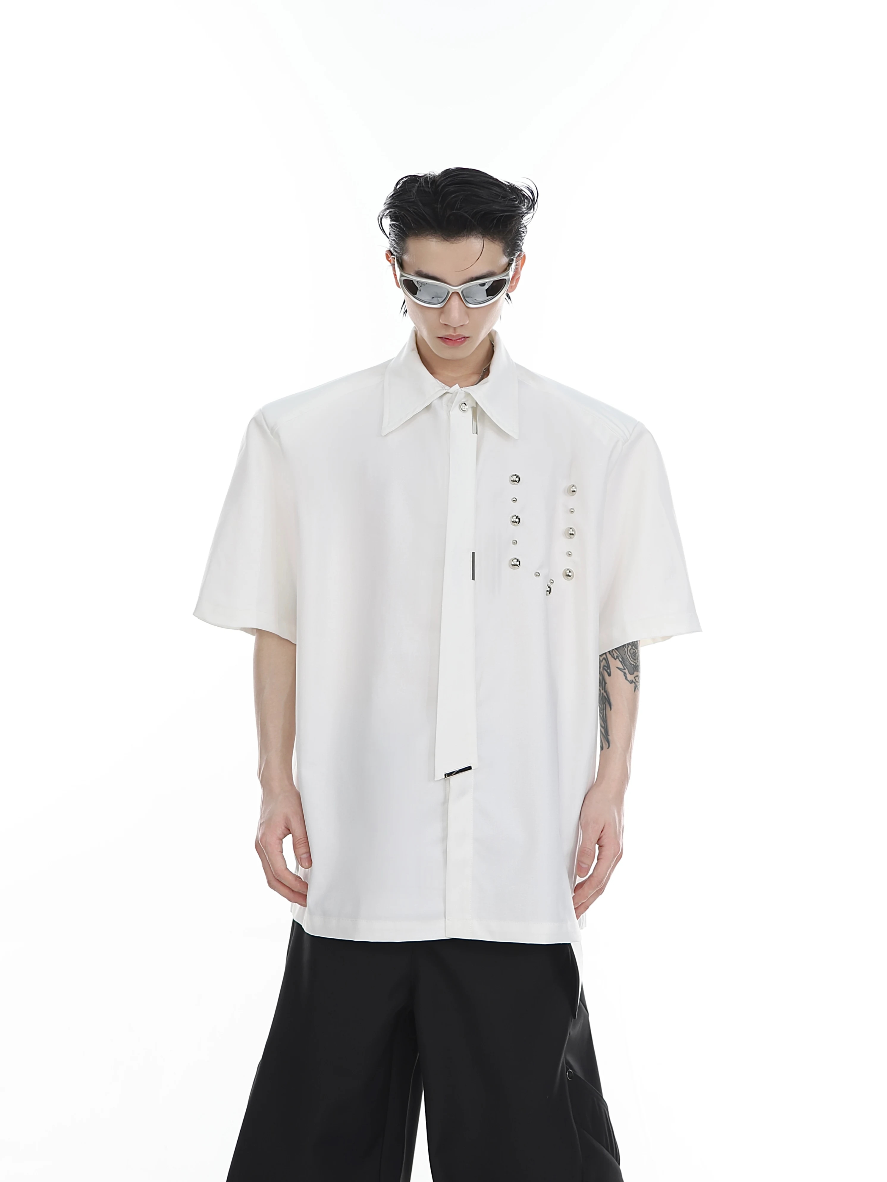 Title 4, Mens short sleeve shirt featuring padded shoul...