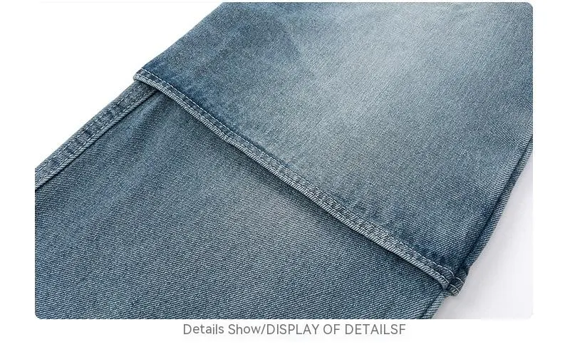 Jeans Americanos Retro Soltos de Rua com Multi-bolsos Casuais. Perfeitos para um visual despojado e confortável no dia a dia. — foto 3