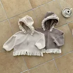 Lente en herfst nieuwe sweatshirth met kanten capuchon en rits, perfect voor een casual en chique look, comfortabel en ademend. — foto 1