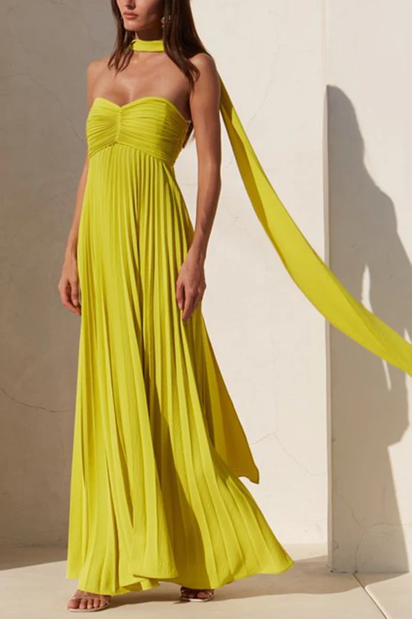 Title 3, Womens Sleeveless Tube-Top Pleated Dress in So...