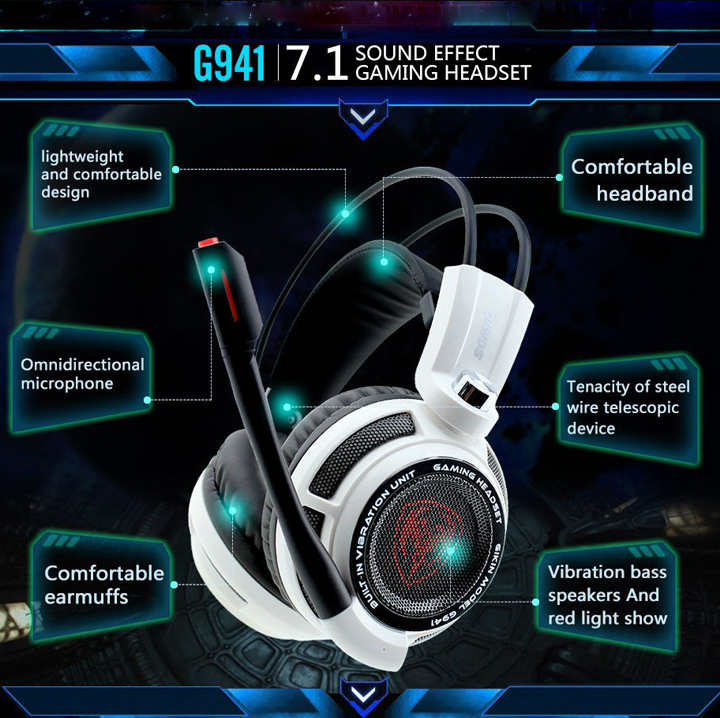 Somic G941 gaming headset offering virtual 7.1 surround sound, noise-canceling microphone, and comfortable design for im — photo 4