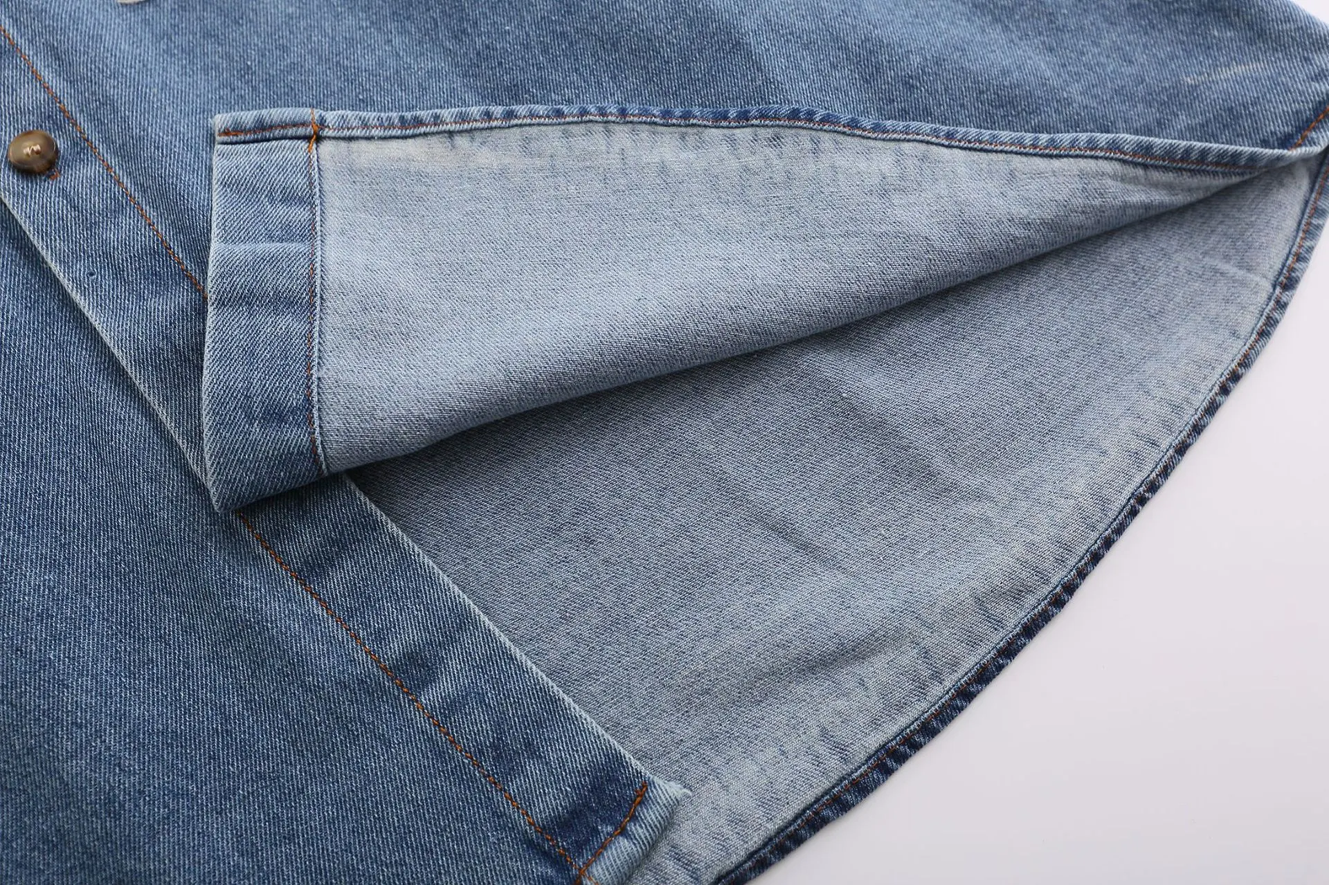 Camiseta de manga curta jeans HAILANG com bordado retrô de coqueiro engraçado. Perfeita para um visual descontraído e divertido no dia a dia. — foto 9