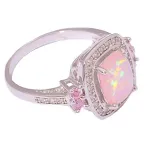 Anel Opala Rosa Cristal Austríaco Joia Fashion Atacado Novo Luxo Feminino Presente Prata Anéis Quadrados Grandes Fogo — foto 3