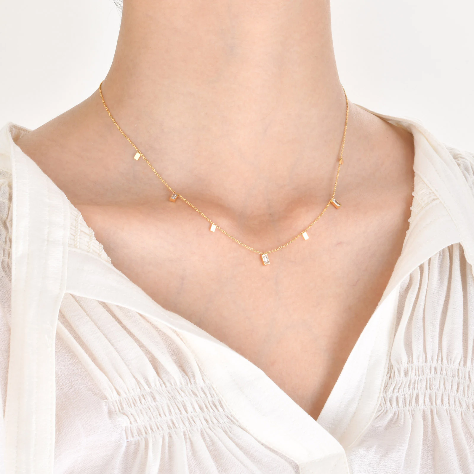 Title 2, RVS hartvormige ketting met zirkonia waterdrupp...