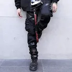 Men's High Street Fashion Leather Pocket Splice Casual Cargo Pants – Hip Hop Harem Trousers for Style and Comfort, Long — photo 3