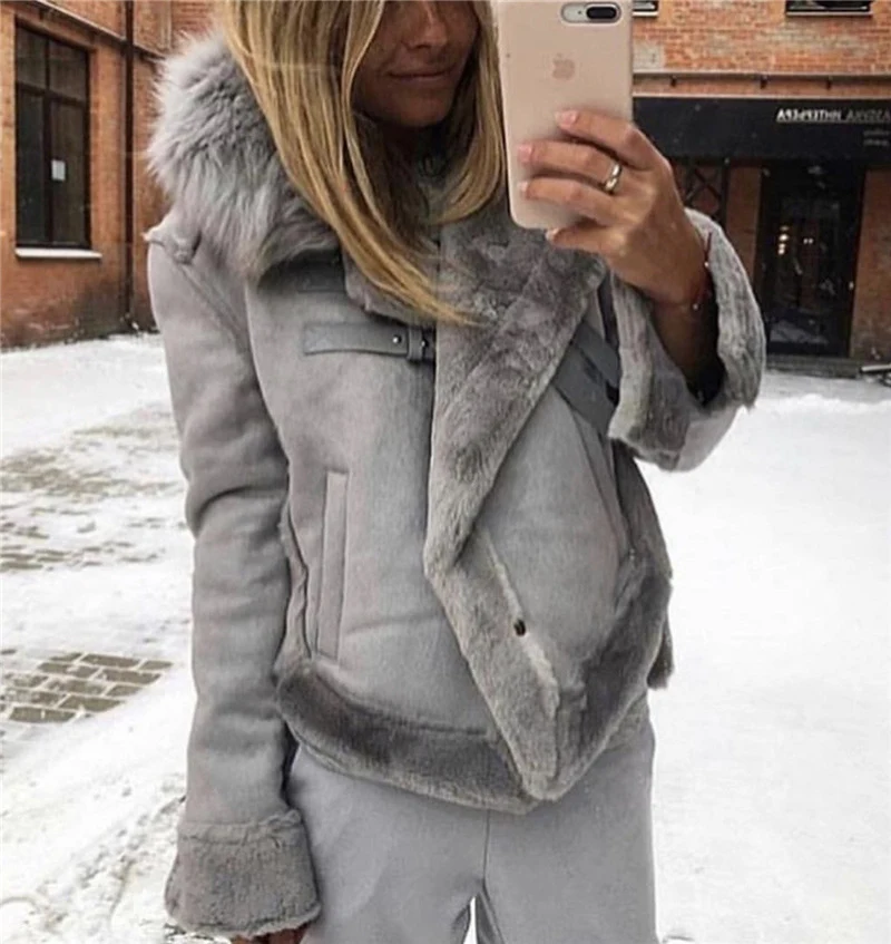 Title 4, Deerskin fur collar faux fur coat, a warm and s...