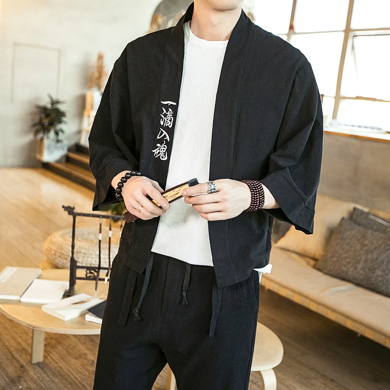 Title 5, Mens three-quarter sleeve jacket Chinese chara...