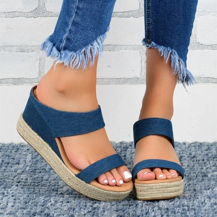 Title 7, European and American Wedge Slippers Hemp Rope ...