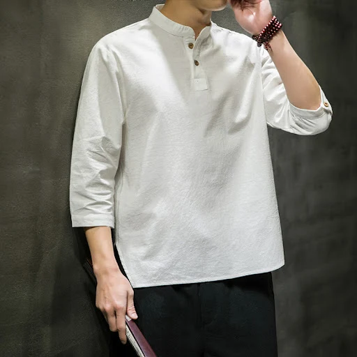 Title 9, Chinese style cotton hemp short sleeve t-shirt ...