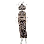 Dames zomerse sexy luipaardprint halter rugloze heupjurk — foto 1