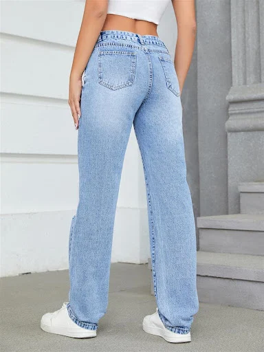 Title 6, Loose High Waist Leisure Ripped Jeans for women...
