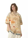 Casual Loose Graffiti Pine High Street Short Sleeve Shirt — photo 3
