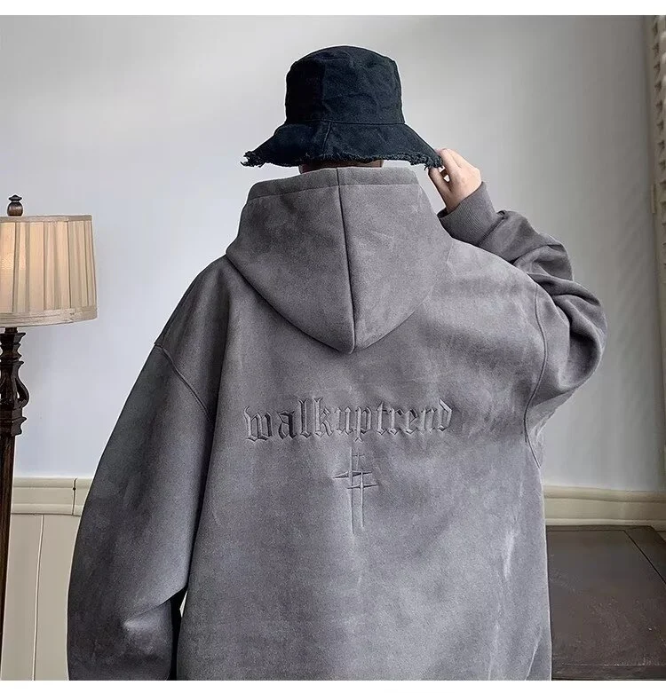 Jaqueta com capuz de fleece solta masculina. Conforto e aquecimento garantidos para uso diário e atividades ao ar livre. Macia e versátil. — foto 28