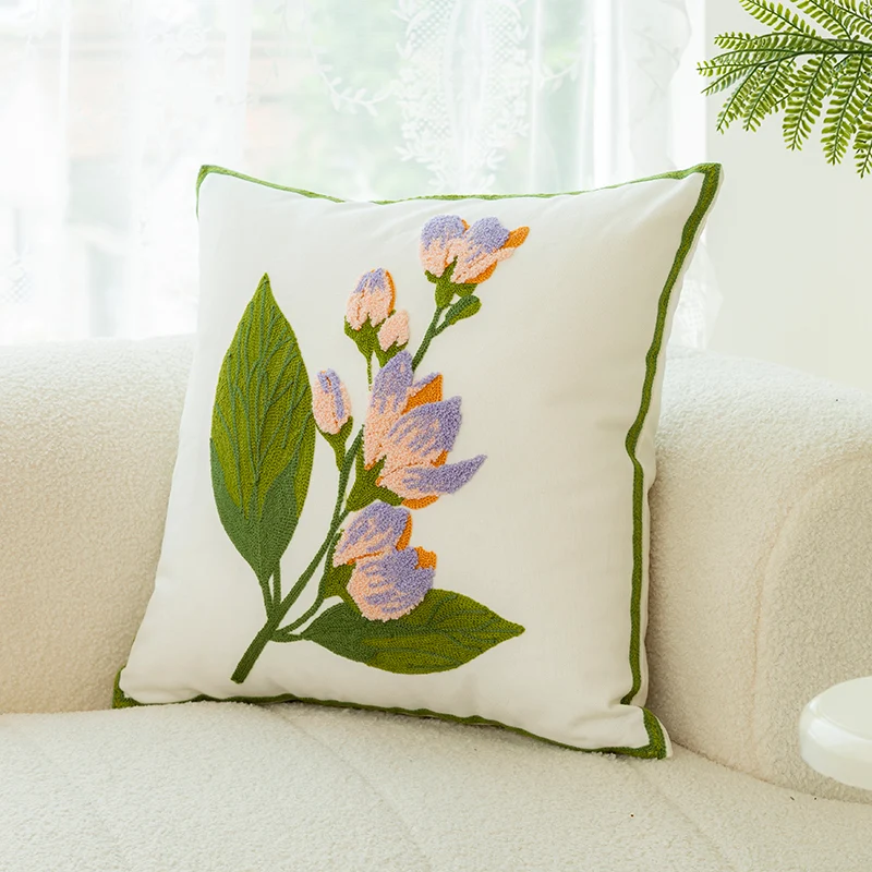 Capa de almofada para sofá com bordado floral, transforme sua sala com este toque de elegância e conforto, ideal para relaxar e decorar. — foto 6