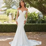 Vestido de noiva sereia de renda com costas nuas e manga longa Cauda de peixe para um visual deslumbrante Ideal para o seu casamento memorável — foto 11