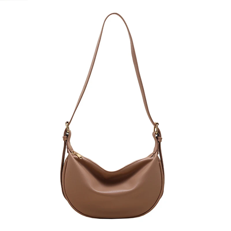 Maanvormige schoudertas in effen kleur. Kleine messenger bag voor onder de arm, ideaal voor dagelijks gebruik en een stijlvolle uitstraling. — foto 3