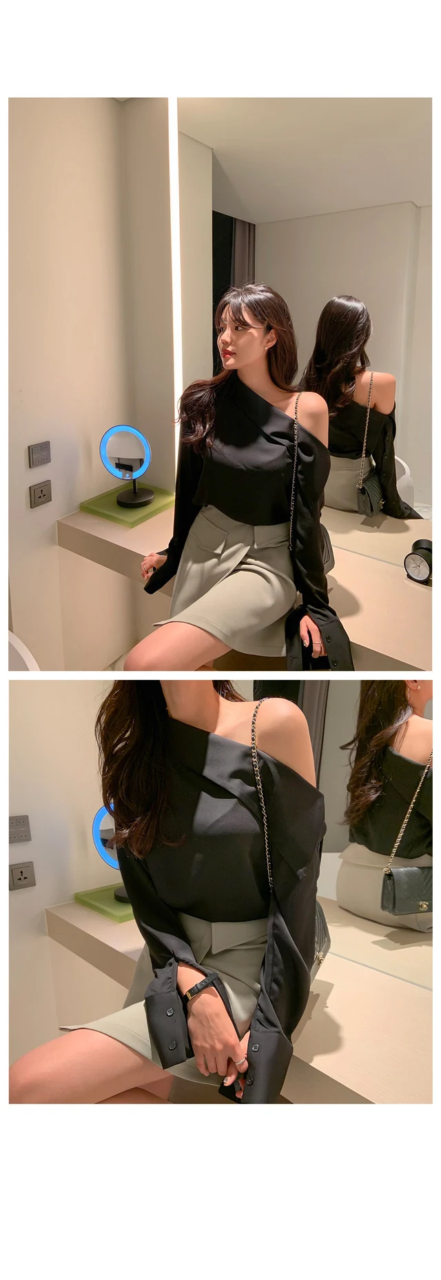 Title 8, Womens Temperament Slanted Collar Loose Side B...
