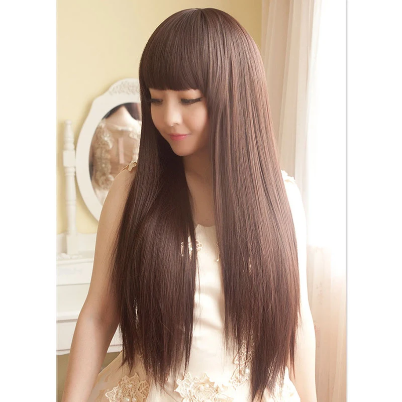 Title 1, Peruca Feminina Cabelo Longo Liso com Franja e ...