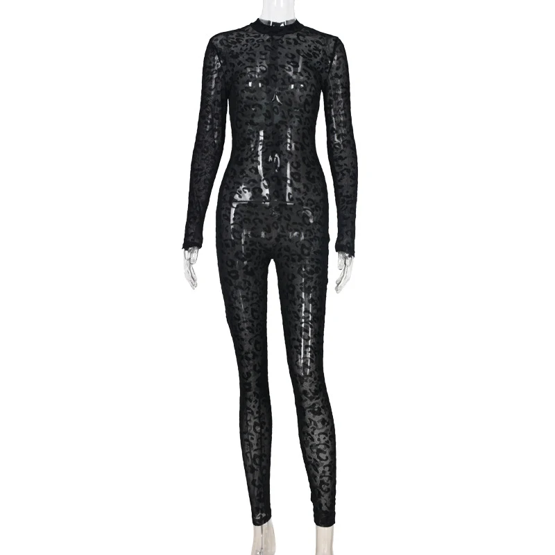 Title 4, Sexy Flocked Jumpsuit With Hollow Zipper Perspe...