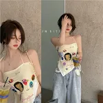 Women's Summer Print Halter Neck Wrap Chest Triangle Turban Vest Bottoming Top With Sling — photo 1