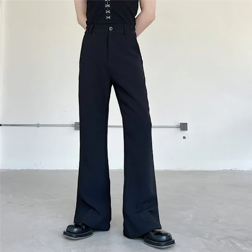 Title 5, Mens Retro Niche Solid Color Flared Pants offe...