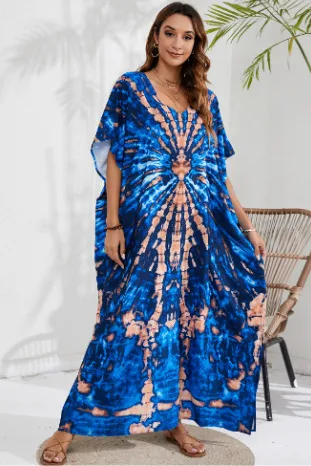 Rayon bedrukt bloeiend los vakantiegewaad strandjurk bikini zonbeschermingsshirt — foto 18